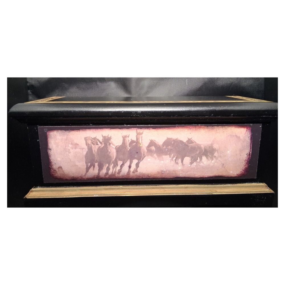 Kennedy's Country Collection Wild Horse Stampede Wooden Keepsake Jewelry Box